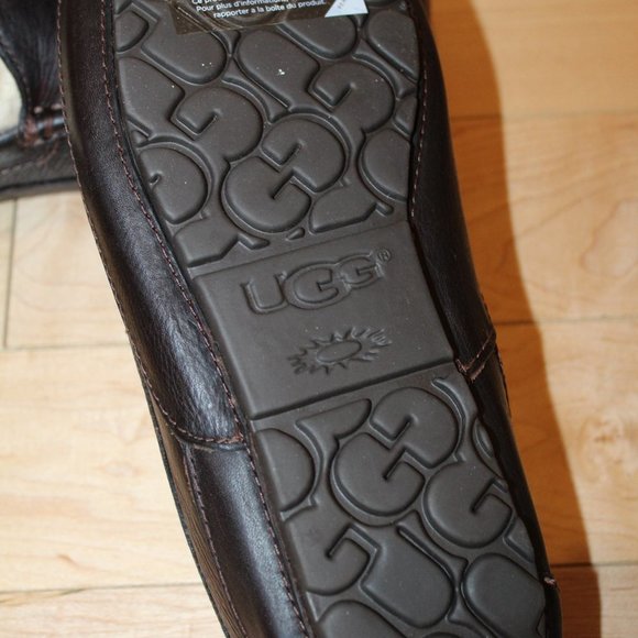 NIB ASCOT‎ MEN'S LEATHER SHEARLING LINED SLIPPERS BLACK - Picture 4 of 8